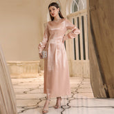 East Muslim High Waist Dress With Headscarf